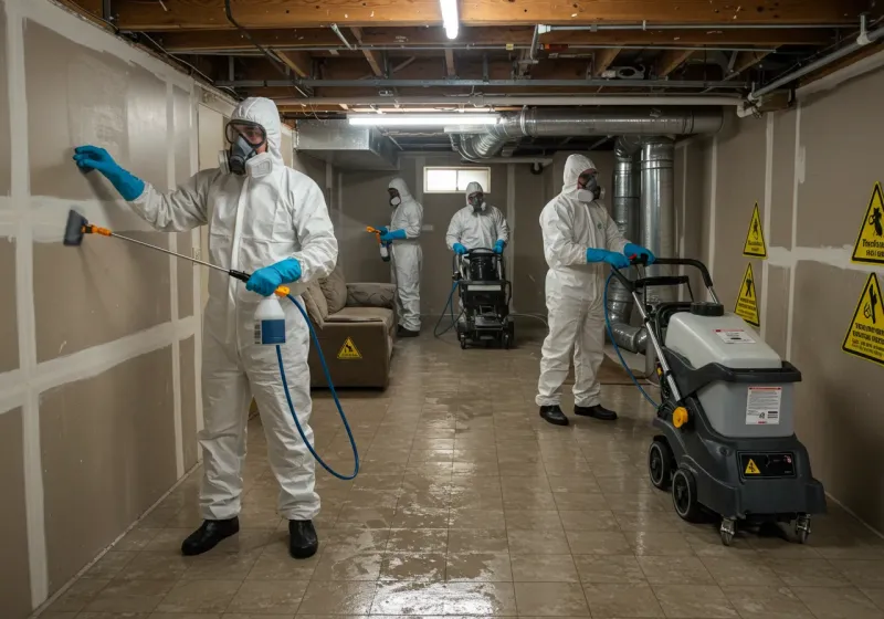 Basement Moisture Removal and Structural Drying process in Hickam Field, HI
